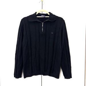 Saint James Sweater Women’s M Pure Wool‎ Black 1/4 Zip Collared Pullover